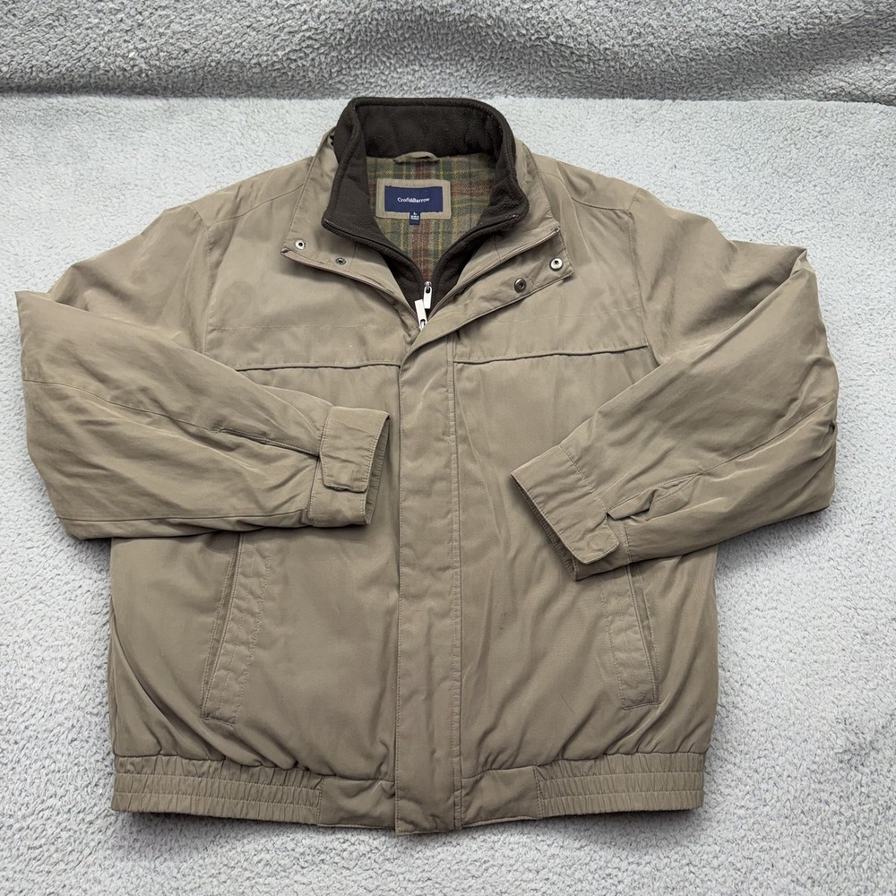 Croft & Barrow Mens Large Taupe Polyester Inner Lined Bomber Jacket WPL 11590
